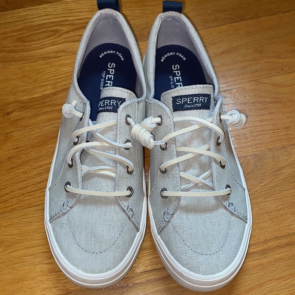 SPERRY WOMEN'S CREST VIBE WASHED LINEN SNEAKER IN GREY - Picture 2 of 9